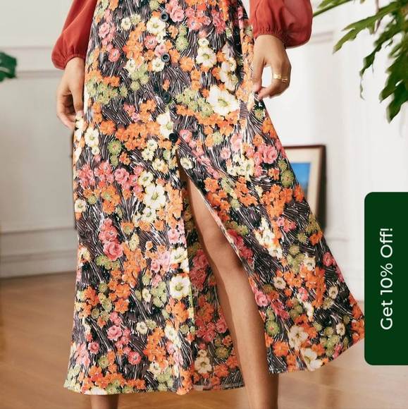NWT Rihoas Floral Midi Skirt - Picture 8 of 10